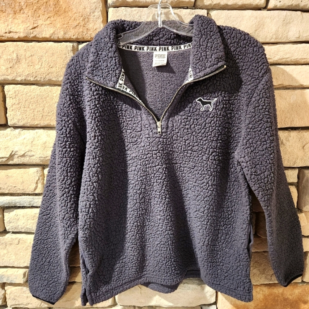 Victoria's Secret PINK Gray 1/4 Zip Pullover Size Small
